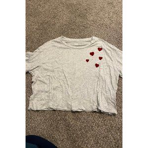 Pink Medium cropped hearts tee